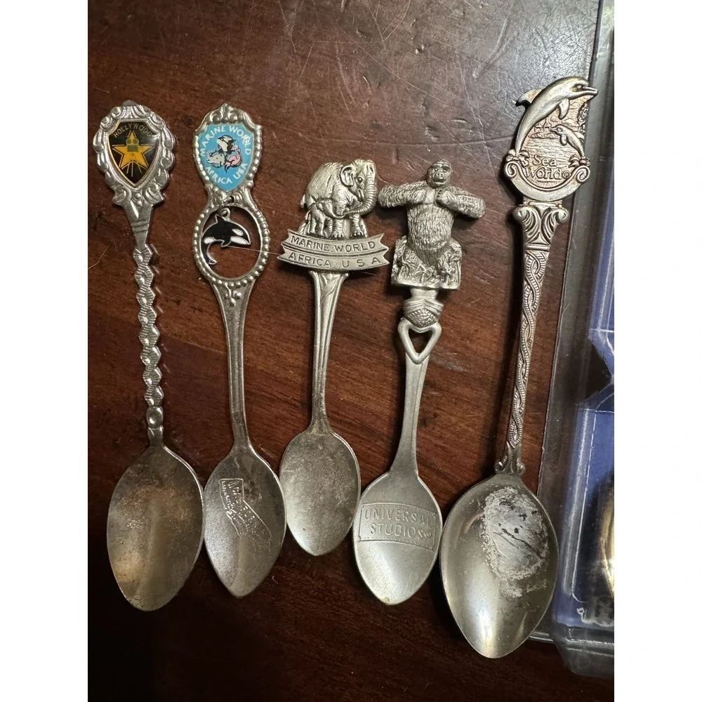 Souvenir Spoons Lot Some Silver Plate California Theme Parks Knotts Disneyland +